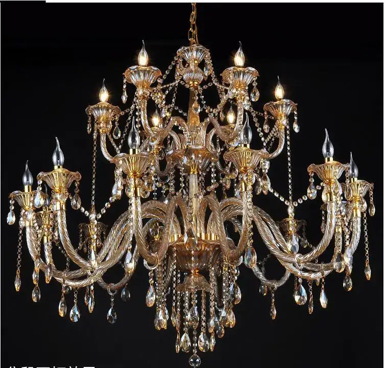 Classic golden crystal chandelier living room light