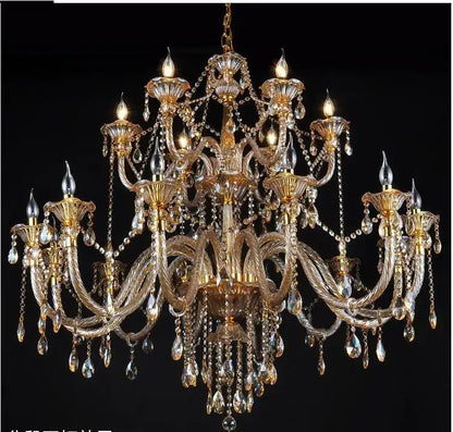 Classic golden crystal chandelier living room light