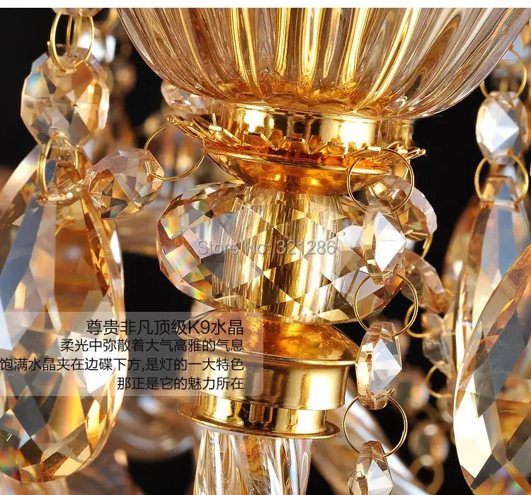 Classic golden crystal chandelier living room light