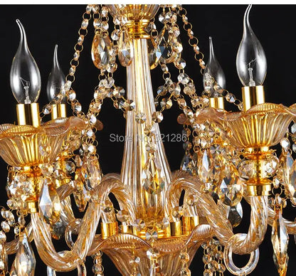 Classic golden crystal chandelier living room light