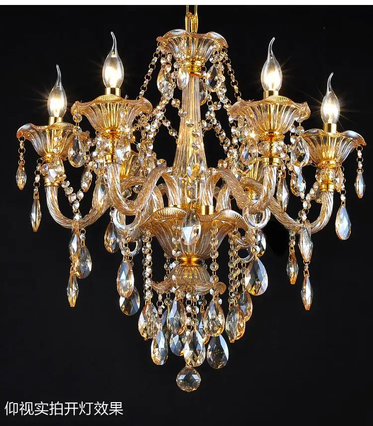 Classic golden crystal chandelier living room light