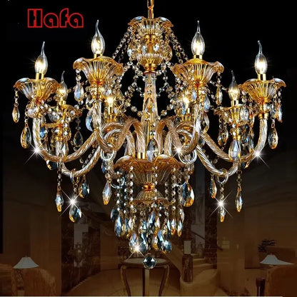 Classic golden crystal chandelier living room light