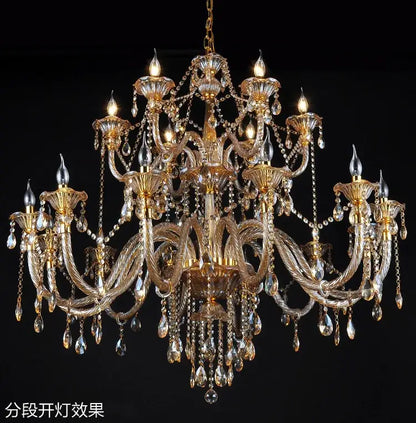 Classic golden crystal chandelier living room light