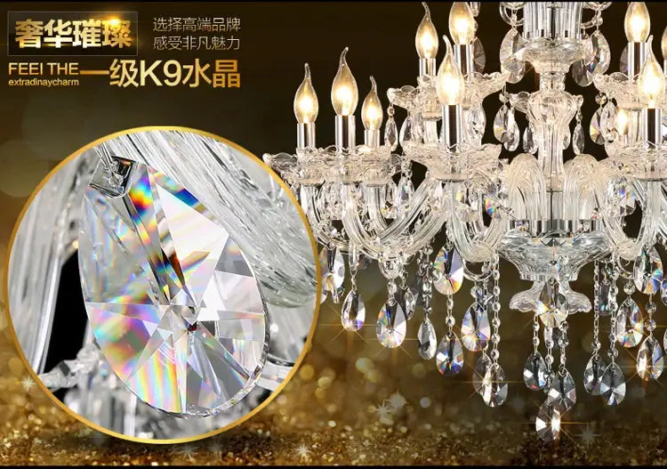 Luxury modern silver crystal chandelier living room light fixture