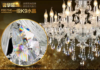 Luxury modern silver crystal chandelier living room light fixture