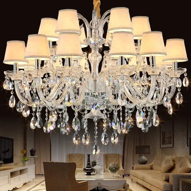 Luxury modern silver crystal chandelier living room light fixture