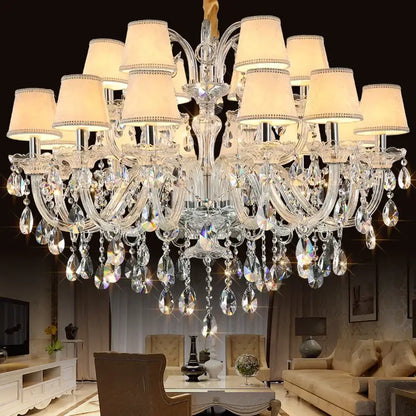 Luxury modern silver crystal chandelier living room light fixture