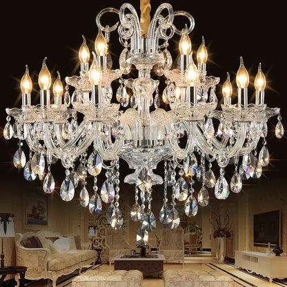 Luxury modern silver crystal chandelier living room light fixture