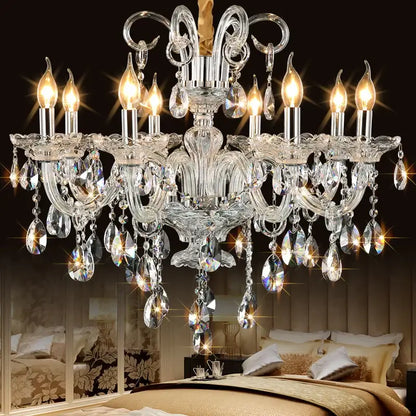 Luxury modern silver crystal chandelier living room light fixture