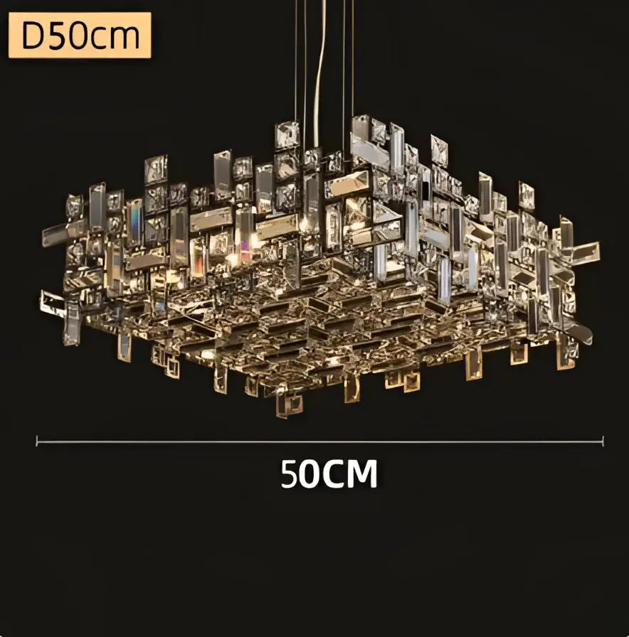 Modern rectangular gold crystal chandelier for dining room