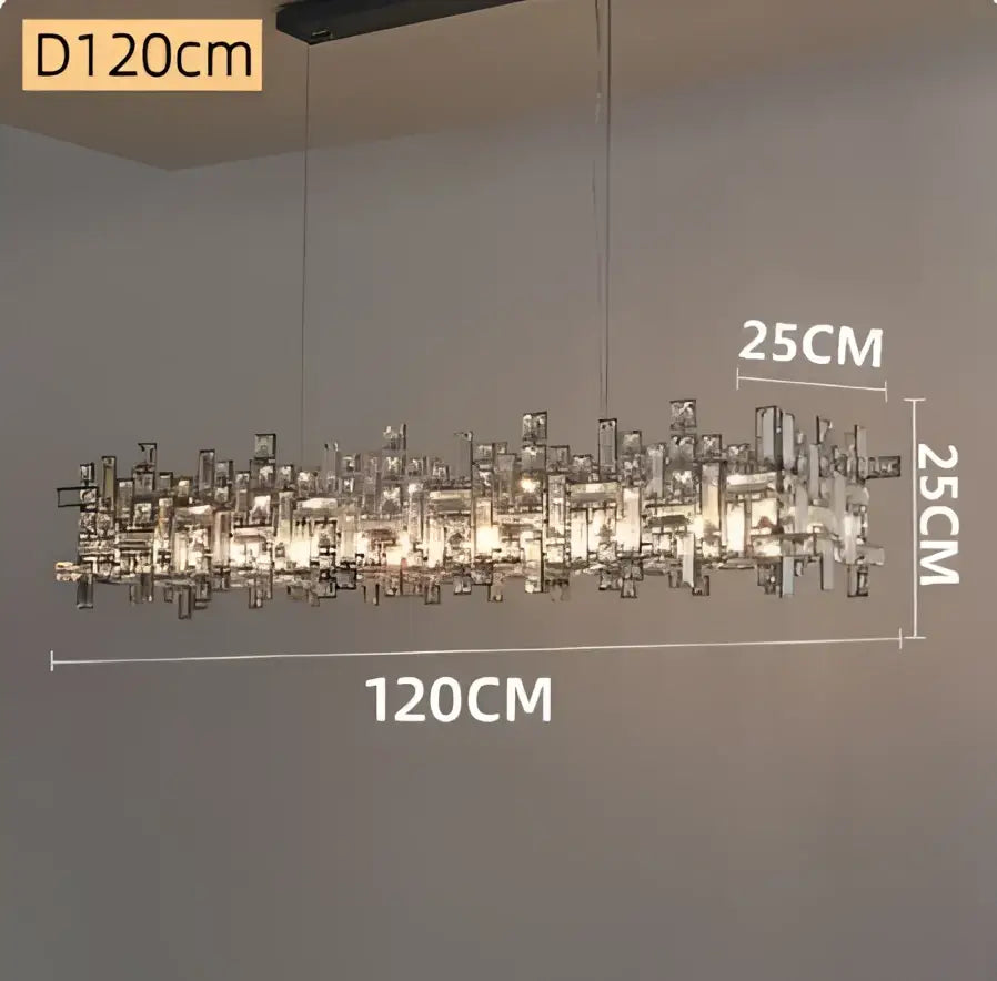 Modern rectangular gold crystal chandelier for dining room