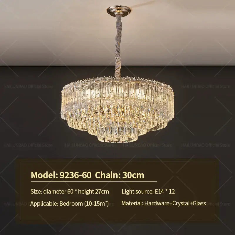 Modern gold crystal chandelier for dining room