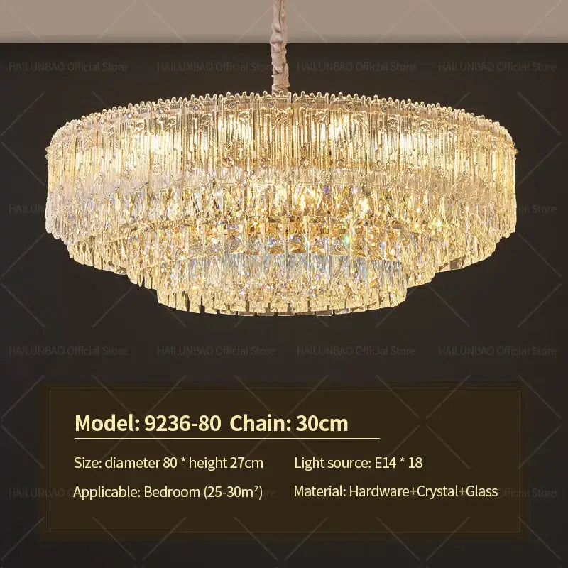 Modern gold crystal chandelier for dining room
