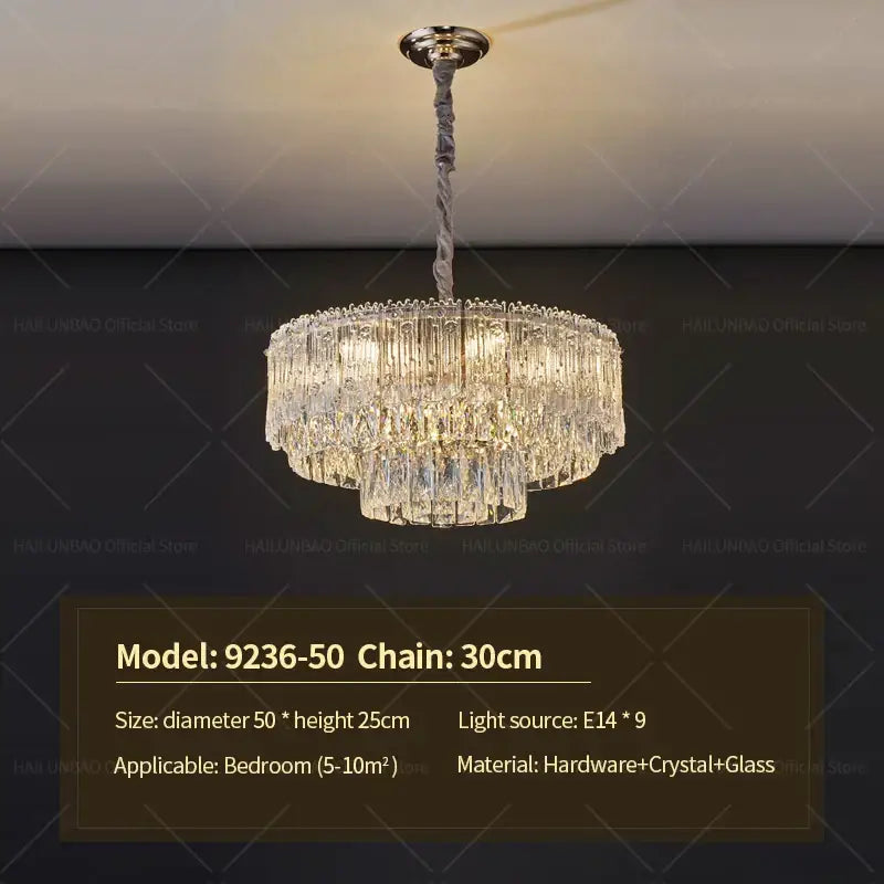 Modern gold crystal chandelier for dining room