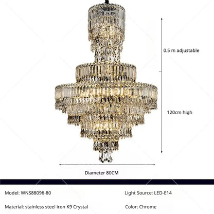 Modern luxury multi tiered crystal chandelier living room lighting