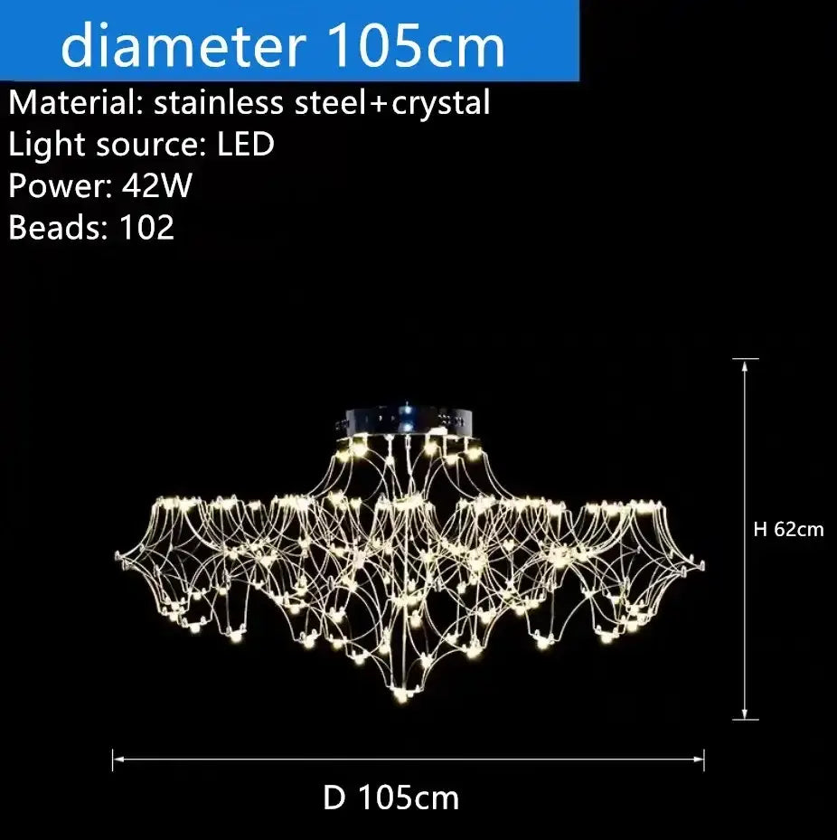 Modern starry crystal chandelier for living room