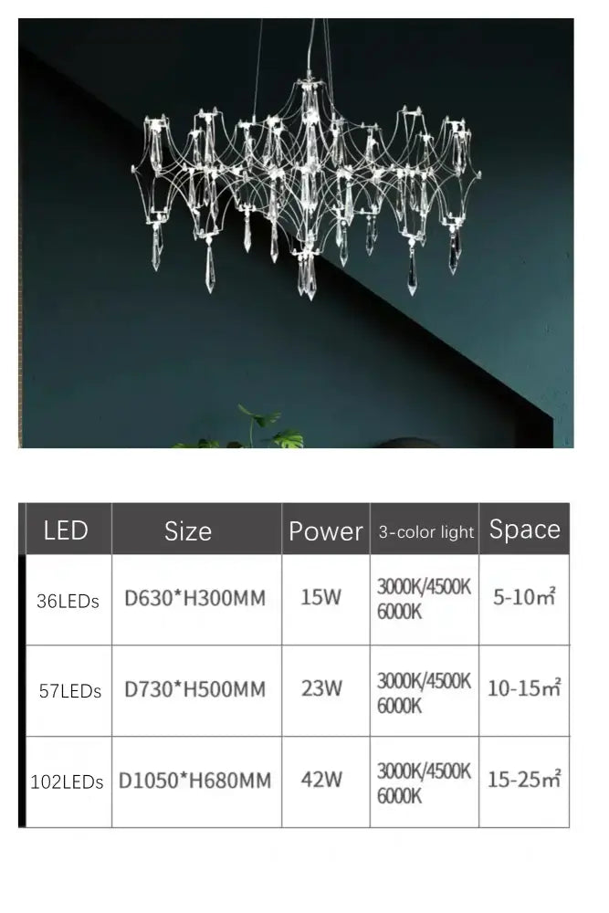 Modern starry crystal chandelier for living room