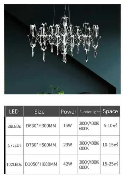 Modern starry crystal chandelier for living room