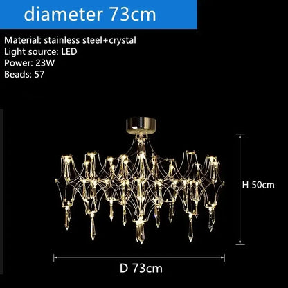 Modern starry crystal chandelier for living room