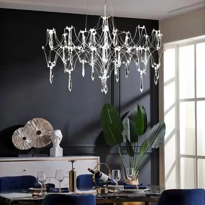 Modern starry crystal chandelier for living room