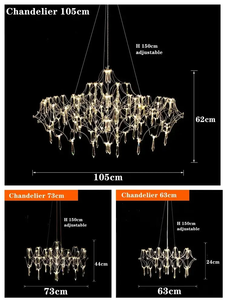 Modern starry crystal chandelier for living room
