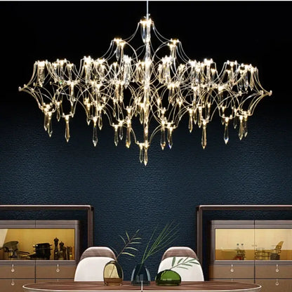 Modern starry crystal chandelier for living room