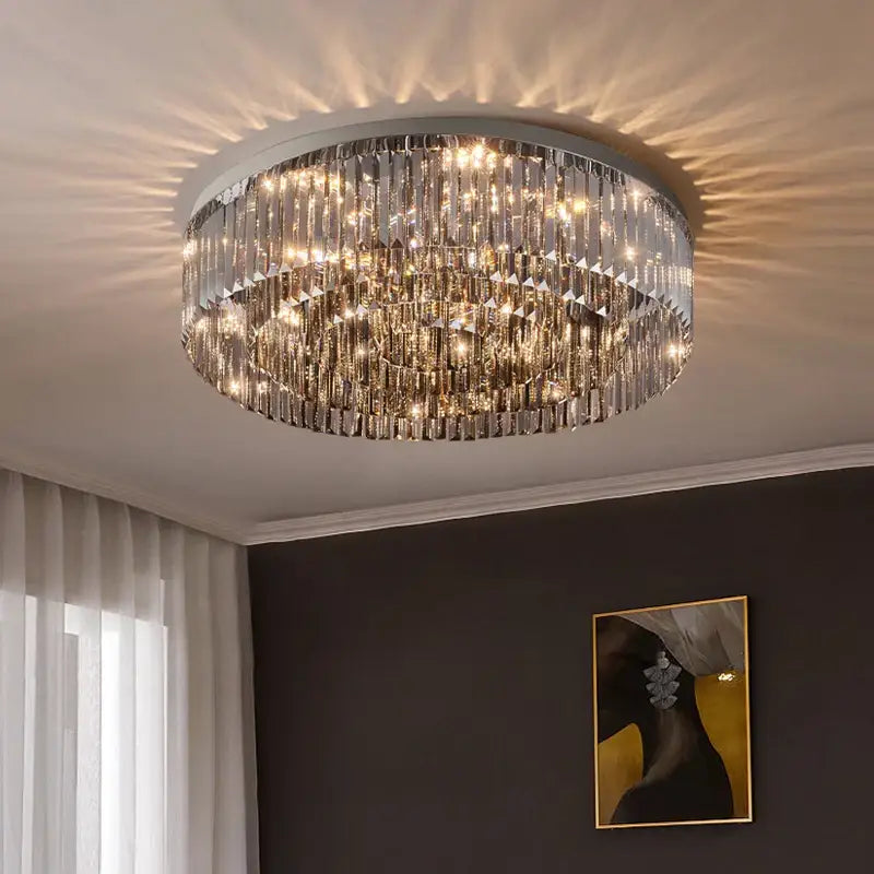 Luxury tiered crystal chandelier for living room