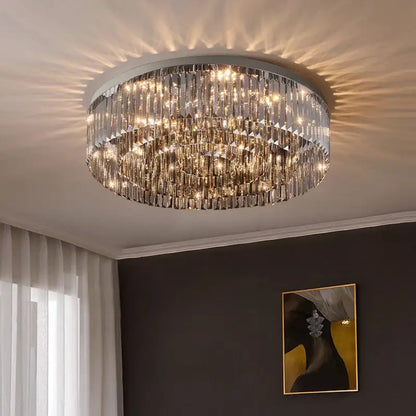 Luxury tiered crystal chandelier for living room