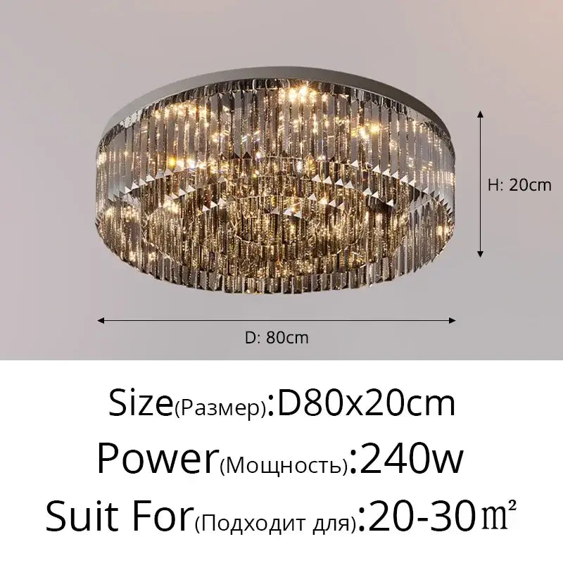 Luxury tiered chrome crystal chandelier for living room