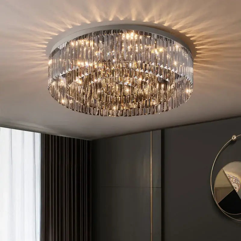 Luxury tiered crystal chandelier for living room