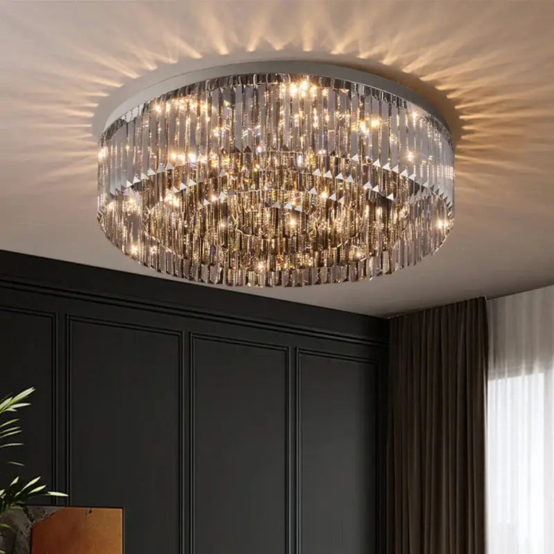 Luxury tiered crystal chandelier for living room