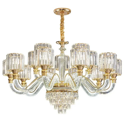 crystal chandelier gold glass prism lamp for living room