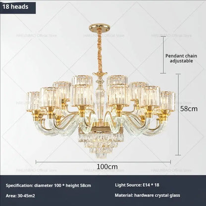 crystal chandelier gold glass prism lamp for living room