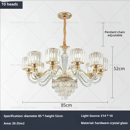 crystal chandelier gold glass prism lamp for living room
