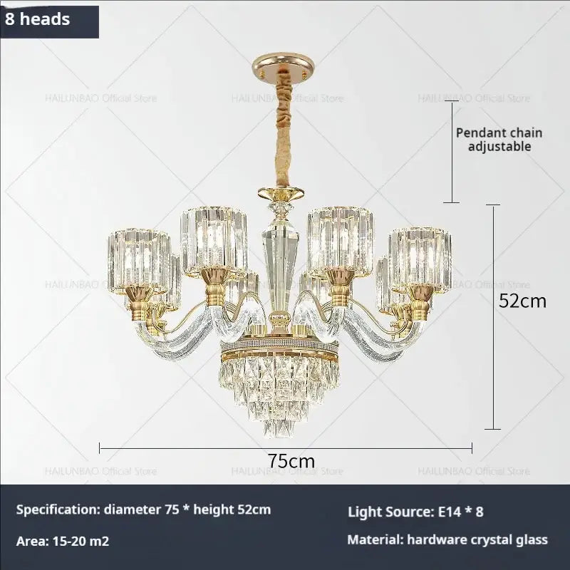 crystal chandelier gold glass prism lamp for living room