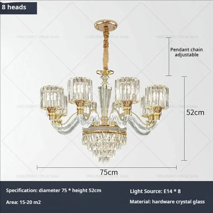 crystal chandelier gold glass prism lamp for living room