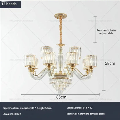 crystal chandelier gold glass prism lamp for living room