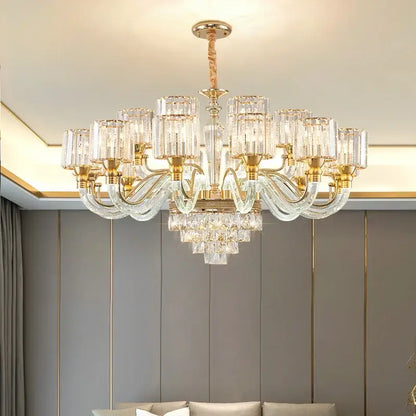 crystal chandelier gold glass prism lamp for living room