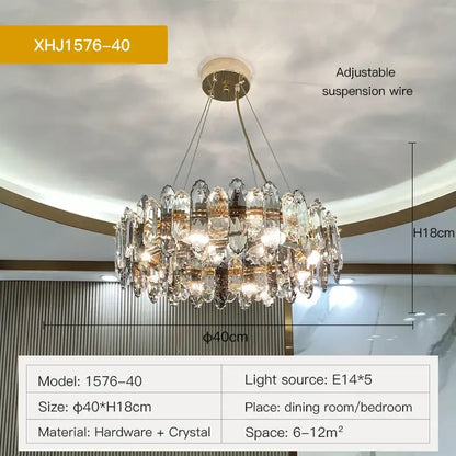 Luxury nordic gold crystal chandelier for living room
