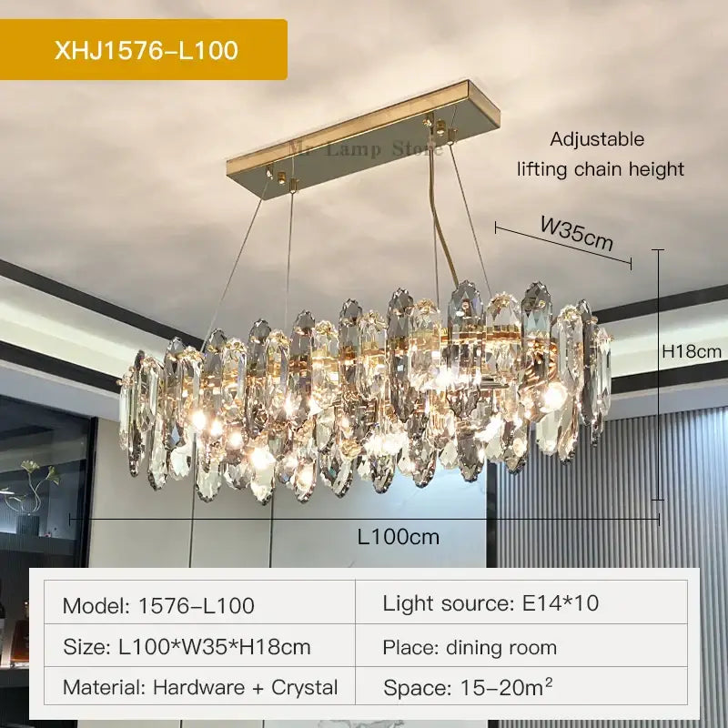Luxury nordic gold crystal chandelier for living room