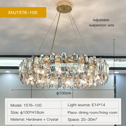 Luxury nordic gold crystal chandelier for living room