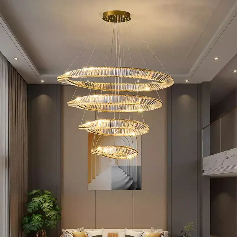 Golden spiral crystal chandelier for living room