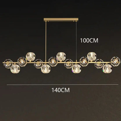 Modern gold crystal chandelier dining room glass bulb pendant light