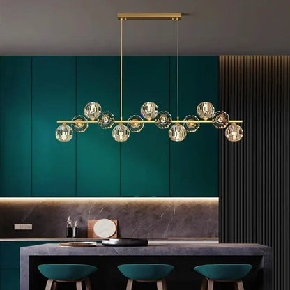 Modern gold crystal chandelier dining room glass bulb pendant light