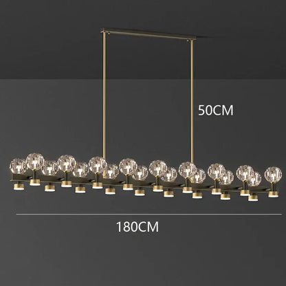 Decorbites crystal chandelier gold linear dining room globe light