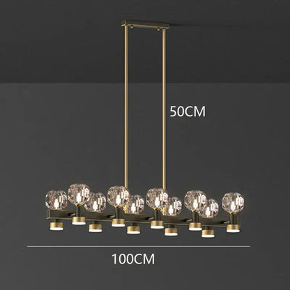 Decorbites crystal chandelier gold linear dining room globe light