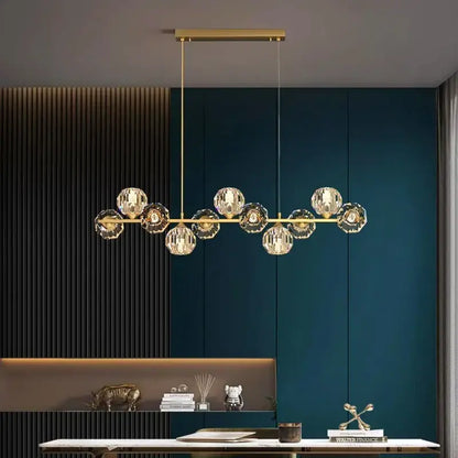 Modern gold crystal chandelier dining room glass bulb pendant light