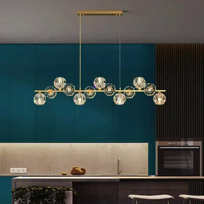 Modern gold crystal chandelier dining room glass bulb pendant light