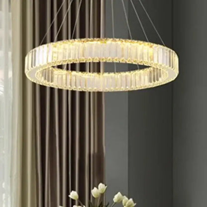 Golden spiral crystal chandelier living room pendant light