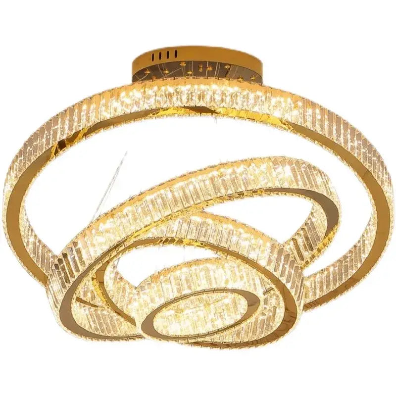 Golden spiral crystal chandelier living room pendant light